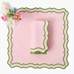 Mrs. Alice Katherine Pink & Green Placemats & Napkins (Set of 4)< Table Linen Sets | Mrs. Alice Monogram