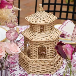 Mrs. Alice Kira Rattan Pagoda Lantern< Year-round Decorations | Pagodas & Lanterns