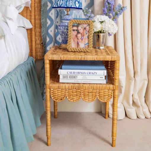 Mrs. Alice Lara Rattan Scalloped Bedside Table< Furniture | Furniture