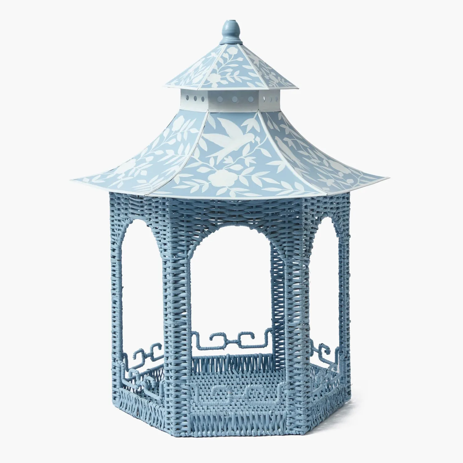 Mrs. Alice Large Blue Rattan Chinoiserie Pagoda Lantern< Spring Decorations | Pagodas & Lanterns
