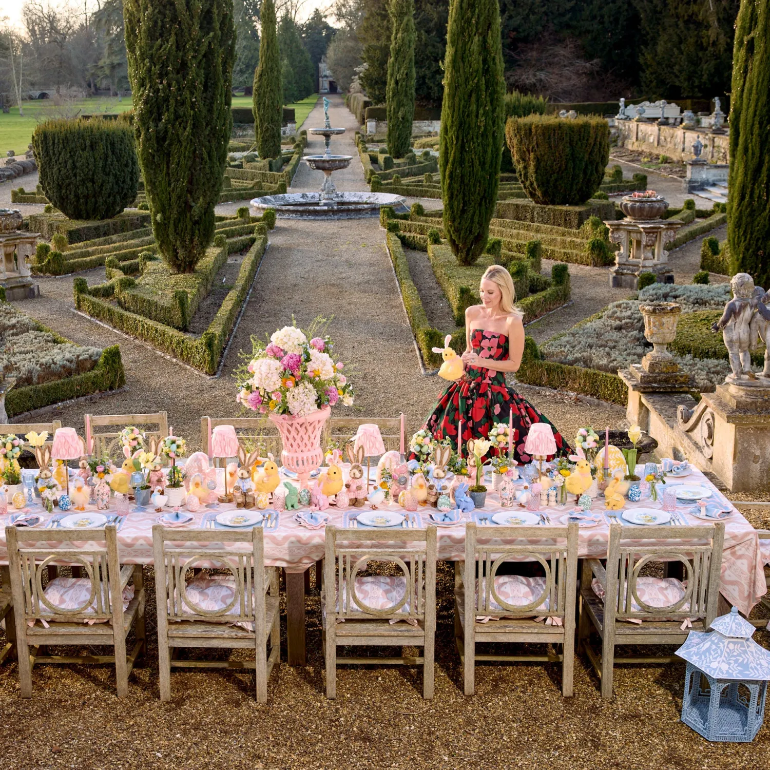 Mrs. Alice Large Blue Rattan Chinoiserie Pagoda Lantern< Spring Decorations | Pagodas & Lanterns