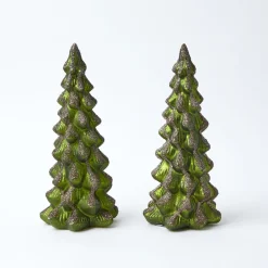 Mrs. Alice Large Emerald Glass Christmas Tree (Pair)< Christmas Decorations