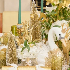 Mrs. Alice Large Gold Glitter Tree (Pair)< Christmas Decorations