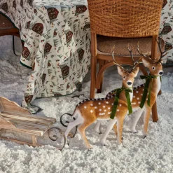 Mrs. Alice Large Green Ribboned Spotted Deer (Pair) - 56cm< Christmas Decorations
