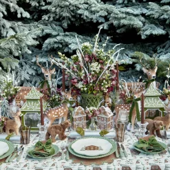 Mrs. Alice Large Green Ribboned Spotted Deer (Pair) - 56cm< Christmas Decorations