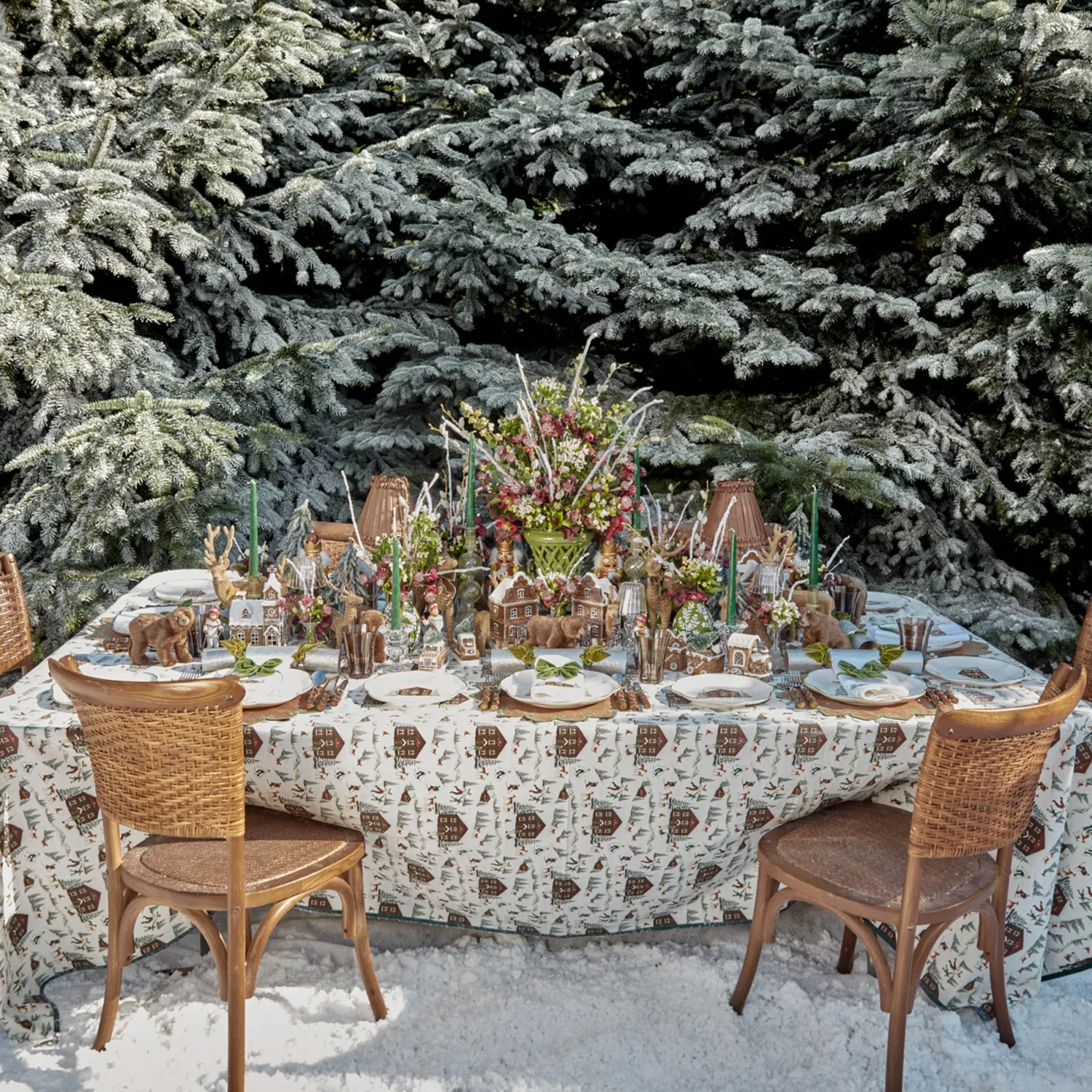 Mrs. Alice Large Green Ribboned Spotted Deer (Pair) - 56cm< Christmas Decorations