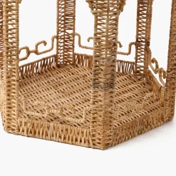 Mrs. Alice Large Natural Rattan & Pink Chinoiserie Pagoda Lantern< Year-round Decorations | Pagodas & Lanterns