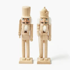 Mrs. Alice Large Natural Wooden Nutcracker (Pair)< Christmas Decorations