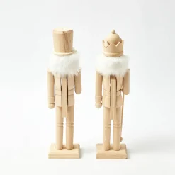 Mrs. Alice Large Natural Wooden Nutcracker (Pair)< Christmas Decorations