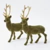 Mrs. Alice Large Olive Green Flocked Reindeer (Pair)< Christmas Decorations