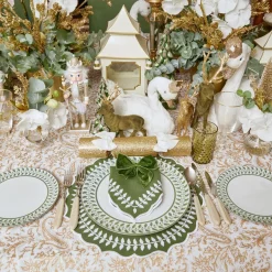 Mrs. Alice Large Olive Green Flocked Reindeer (Pair)< Christmas Decorations