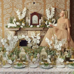 Mrs. Alice Large Olive Green Flocked Reindeer (Pair)< Christmas Decorations