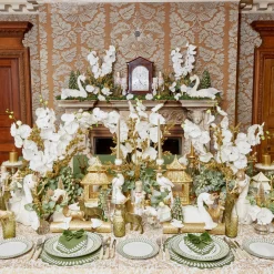 Mrs. Alice Large Olive Green Flocked Reindeer (Pair)< Christmas Decorations