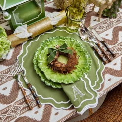 Mrs. Alice Large Olive Green Flocked Reindeer (Pair)< Christmas Decorations