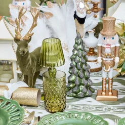 Mrs. Alice Large Olive Green Flocked Reindeer (Pair)< Christmas Decorations