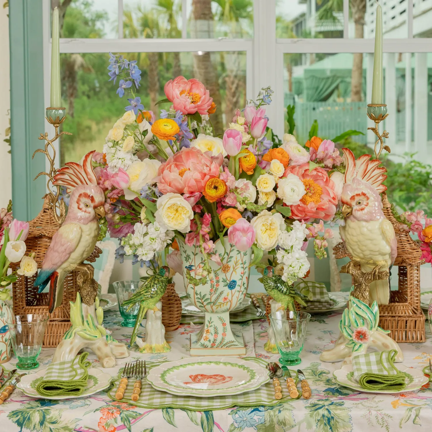 Mrs. Alice Large Pink Cockatoo Candle Holder< Summer Candleware | Candle Holders