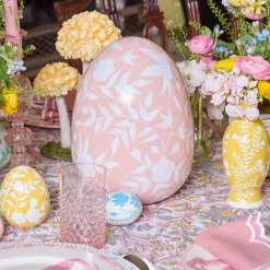 Mrs. Alice Large Pink Floral Tole Egg< Spring Decorations