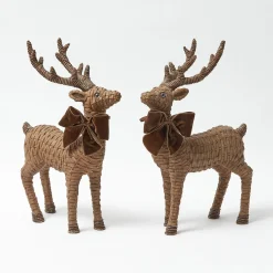 Mrs. Alice Large Rattan Reindeer (Pair) - 40cm< Christmas Decorations