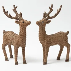 Mrs. Alice Large Rattan Reindeer (Pair) - 40cm< Christmas Decorations