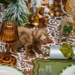 Mrs. Alice Large Rattan Reindeer with Green Velvet Bows (Pair) - 40cm< Christmas Decorations