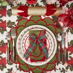 Mrs. Alice Large Red & Green Tartan Bows (Pair)< Napkin Rings & Bows