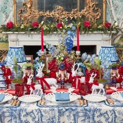 Mrs. Alice Large White Flocked Reindeer with Velvet Bows (Pair)< Christmas Decorations