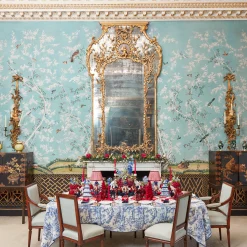 Mrs. Alice Large White Flocked Reindeer with Velvet Bows (Pair)< Christmas Decorations