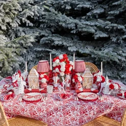 Mrs. Alice Large White Flocked Reindeer with Velvet Bows (Pair)< Christmas Decorations