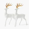 Mrs. Alice Large White Reindeer with Gold Antlers (Pair) - 45cm< Christmas Decorations