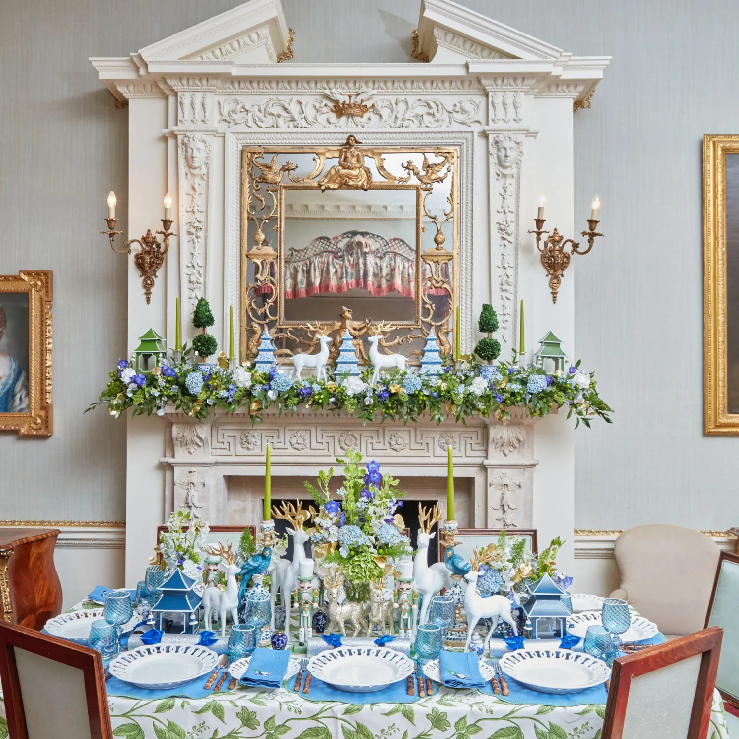 Mrs. Alice Large White Reindeer with Gold Antlers (Pair) - 45cm< Christmas Decorations