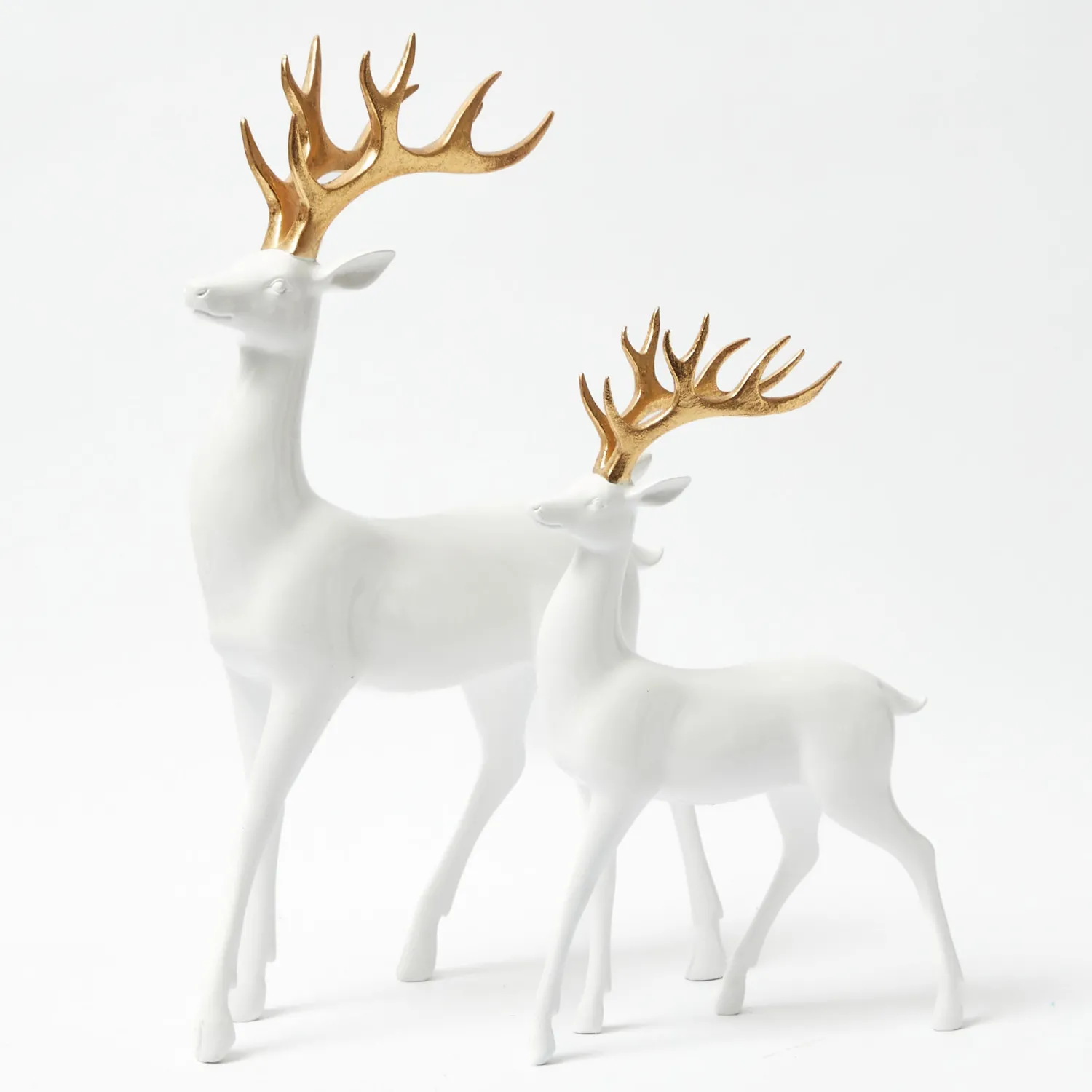 Mrs. Alice Large White Reindeer with Gold Antlers (Pair) - 45cm< Christmas Decorations