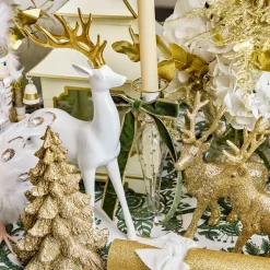 Mrs. Alice Large White Reindeer with Gold Antlers (Pair) - 45cm< Christmas Decorations