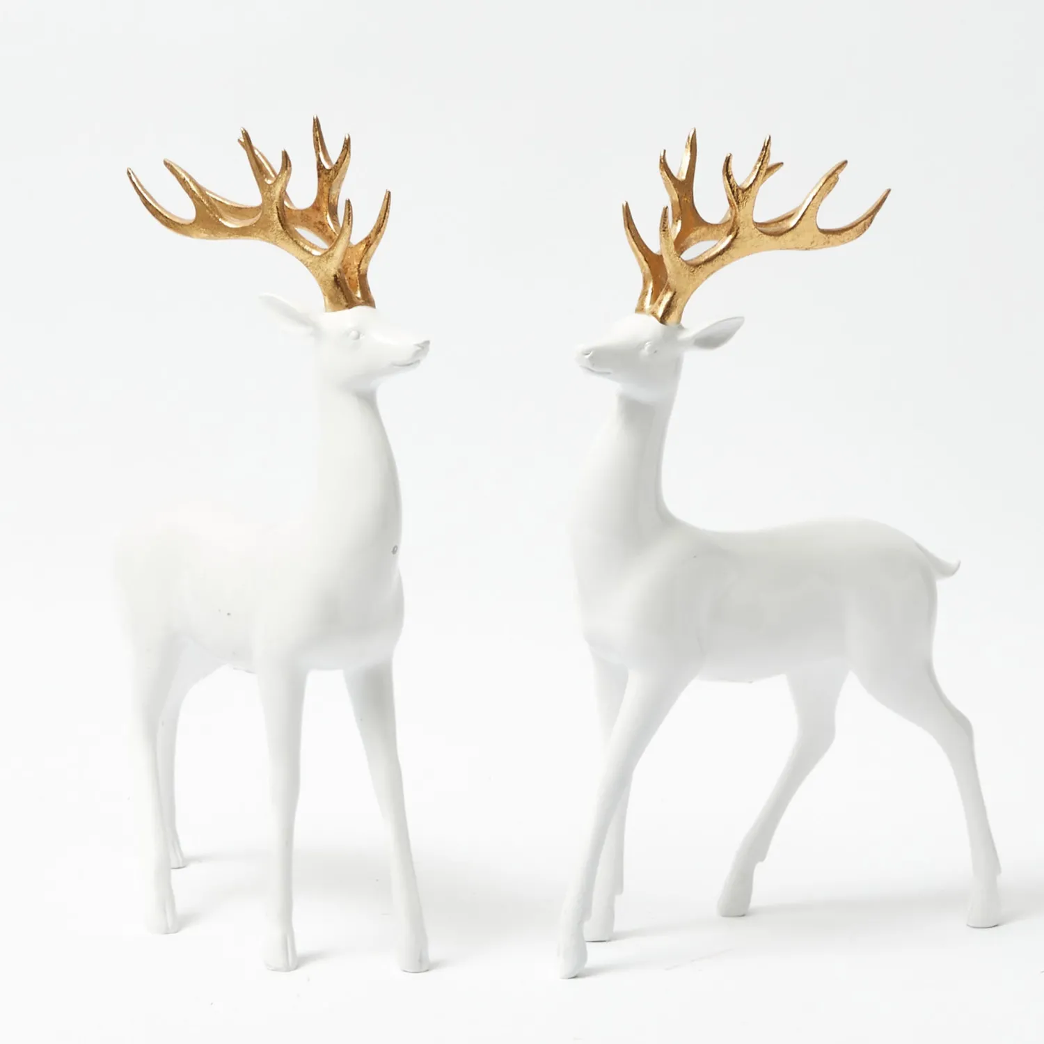 Mrs. Alice Large White Reindeer with Gold Antlers (Pair) - 45cm< Christmas Decorations