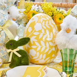 Mrs. Alice Large Yellow Floral Tole Egg< Spring Decorations