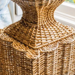 Mrs. Alice Liliana Scalloped Rattan Urn & Pedestal< Vases | Vases & Planters