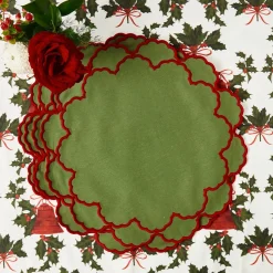 Mrs. Alice Lily Green & Red Placemats (Set of 4)< Placemats