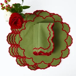 Mrs. Alice Lily Green & Red Placemats (Set of 4)< Placemats