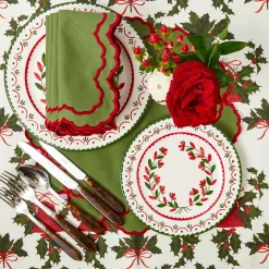 Mrs. Alice Lily Green & Red Placemats (Set of 4)< Placemats