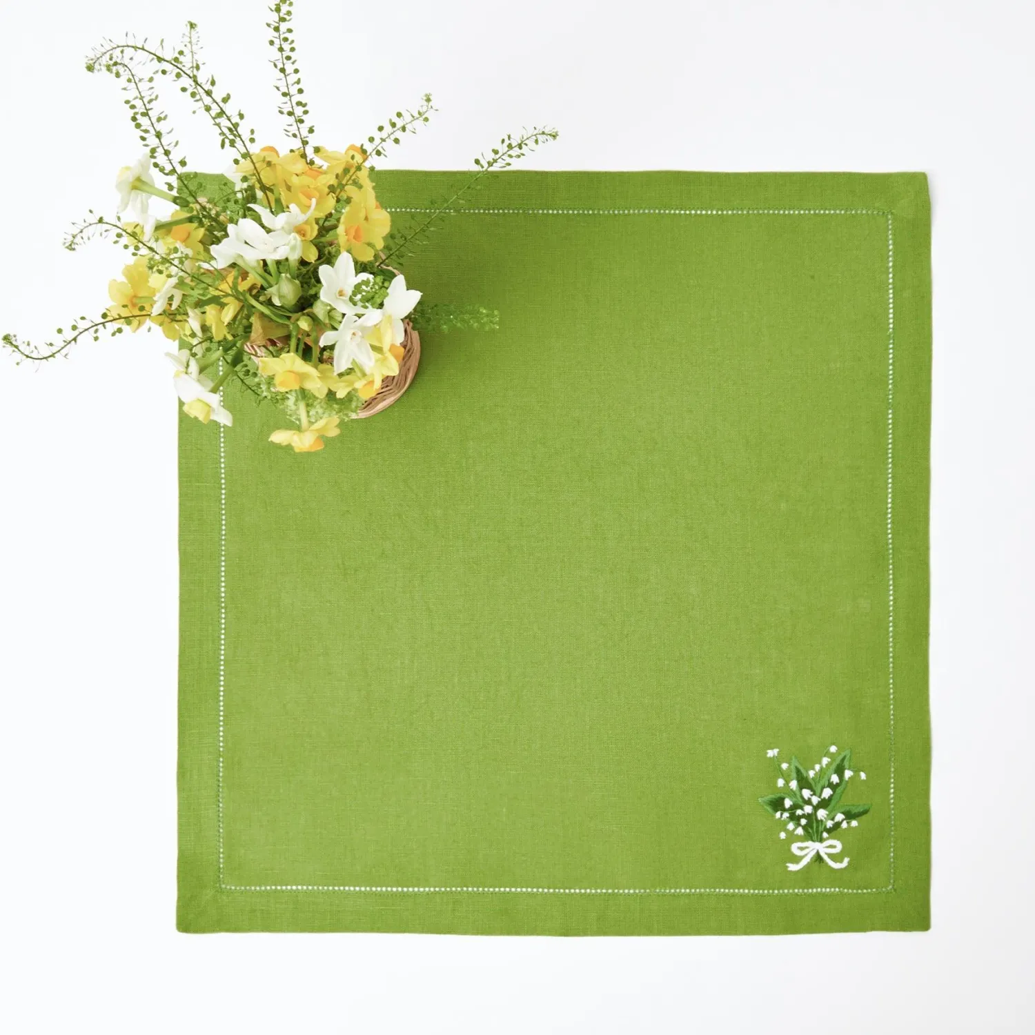 Mrs. Alice Lily of the Valley Green Linen Napkins (Set of 4)< Napkins | For Her
