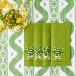 Mrs. Alice Lily of the Valley Green Linen Napkins (Set of 4)< Napkins | For Her