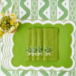 Mrs. Alice Lily of the Valley Green Linen Napkins (Set of 4)< Napkins | For Her