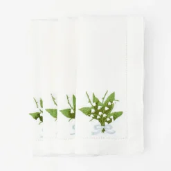 Mrs. Alice Lily of the Valley White Linen Napkins (Set of 4)< Napkins
