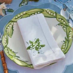 Mrs. Alice Lily of the Valley White Linen Napkins (Set of 4)< Napkins