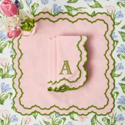 Mrs. Alice Lily Pink & Green Napkins (Set of 4)< Napkins | Mrs. Alice Monogram