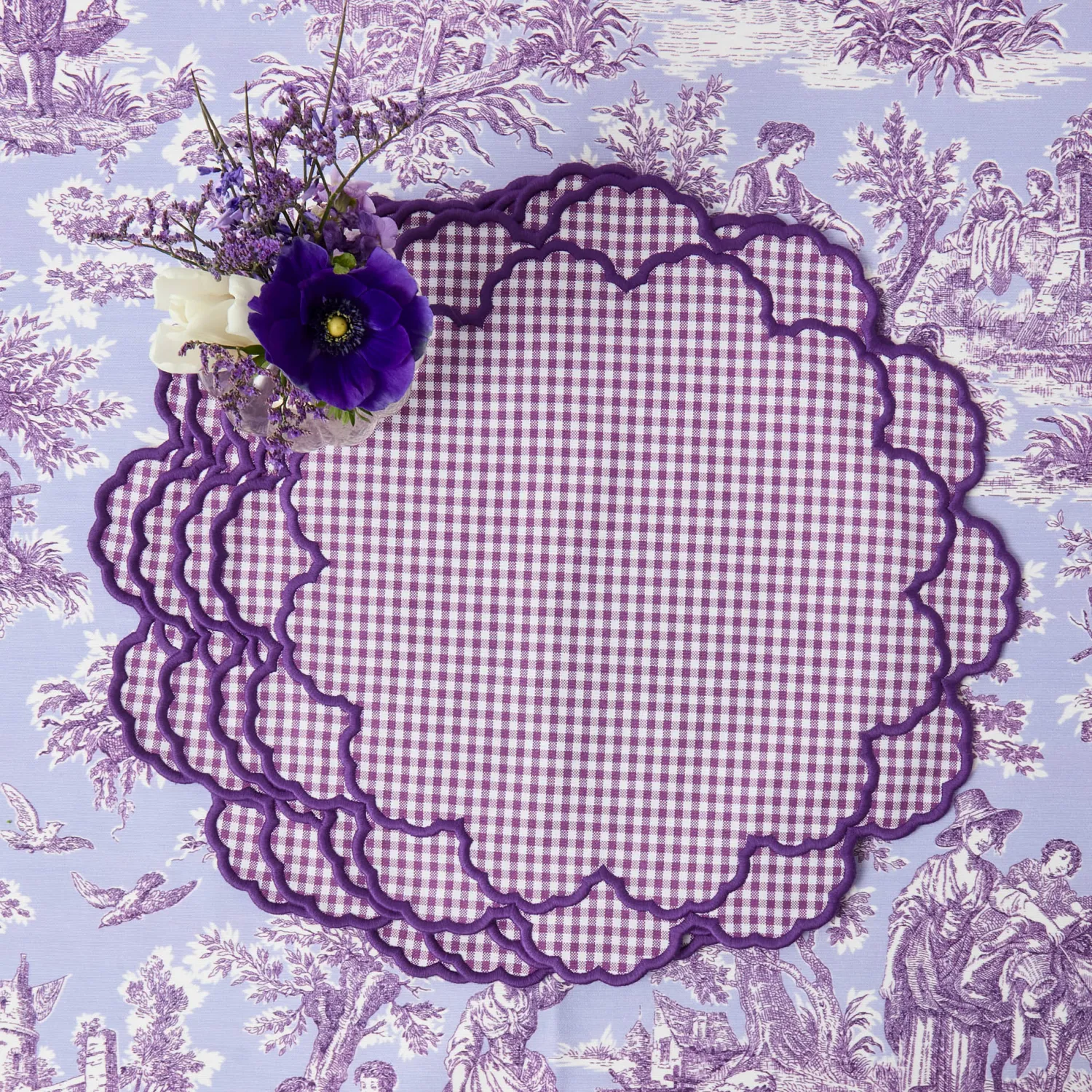 Mrs. Alice Lily Purple Gingham Placemats (Set of 4)< Placemats