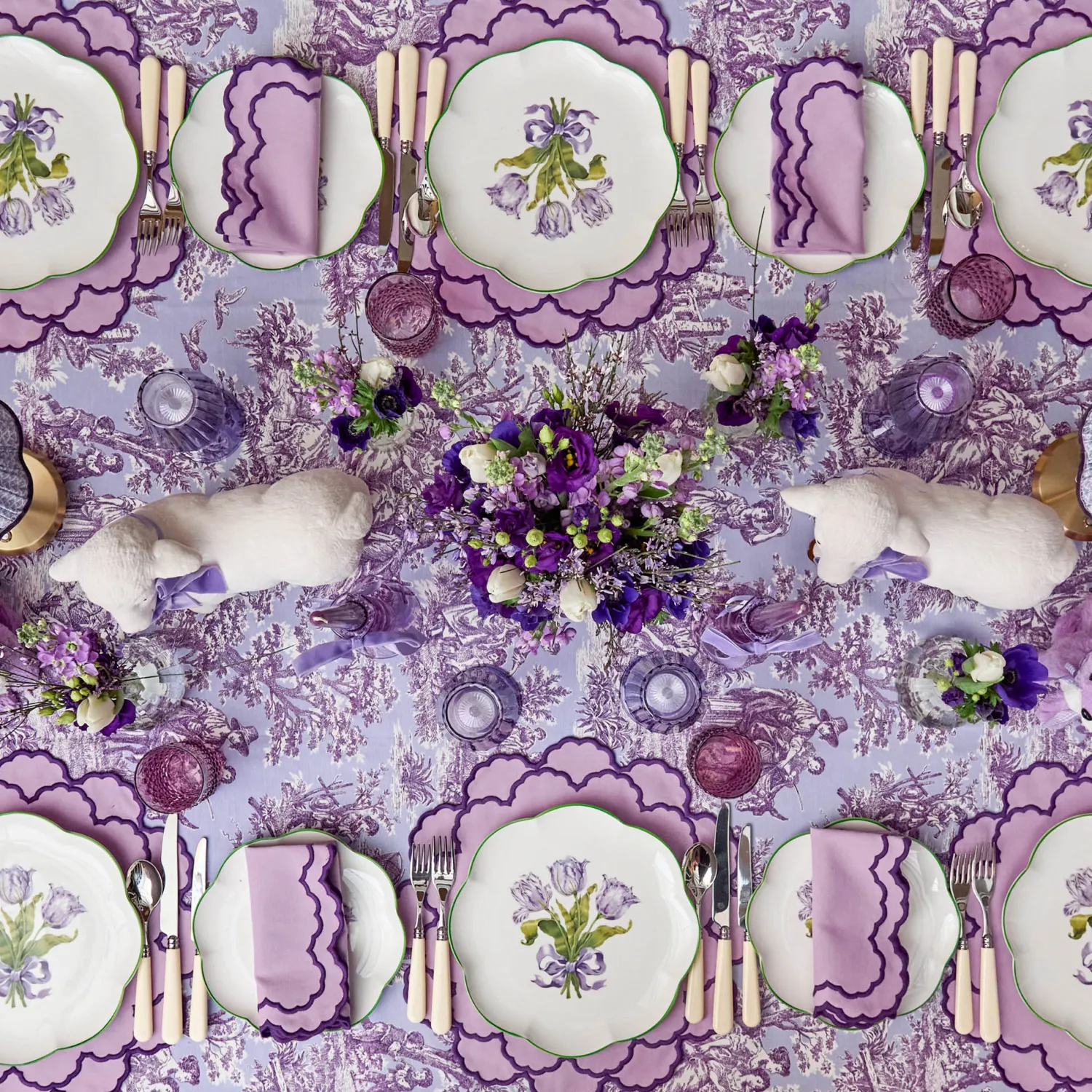 Mrs. Alice Lily Purple Placemats & Napkins (Set of 4)< Table Linen Sets | Mrs. Alice Monogram