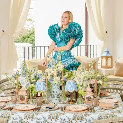 Mrs. Alice Lily Sand & Blue Placemats & Napkins (Set of 4)< Summer Table Linen | Table Linen Sets