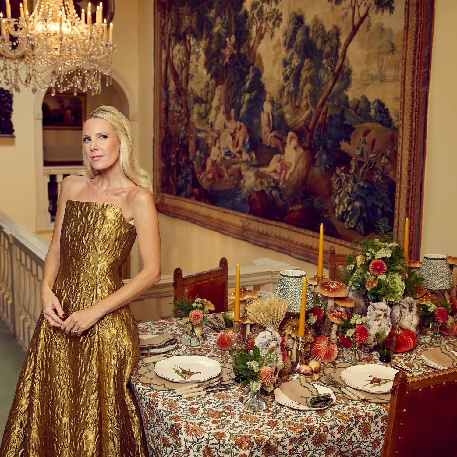 Mrs. Alice Lily Sand & Green Placemats & Napkins (Set of 4)< Table Linen Sets | Mrs. Alice Monogram