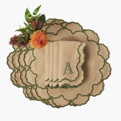 Mrs. Alice Lily Sand & Green Placemats & Napkins (Set of 4)< Table Linen Sets | Mrs. Alice Monogram