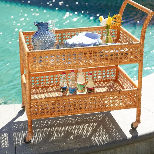 Mrs. Alice Lorenzo Rattan Bar Cart< Furniture | Furniture